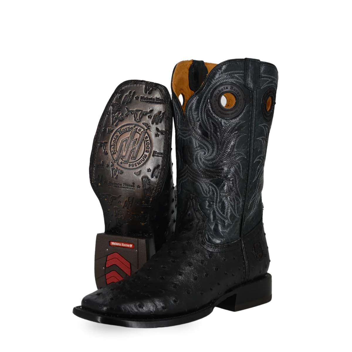 Bota Para Caballero Nokota Avestruz Imitacion Negro BCNKSTA18