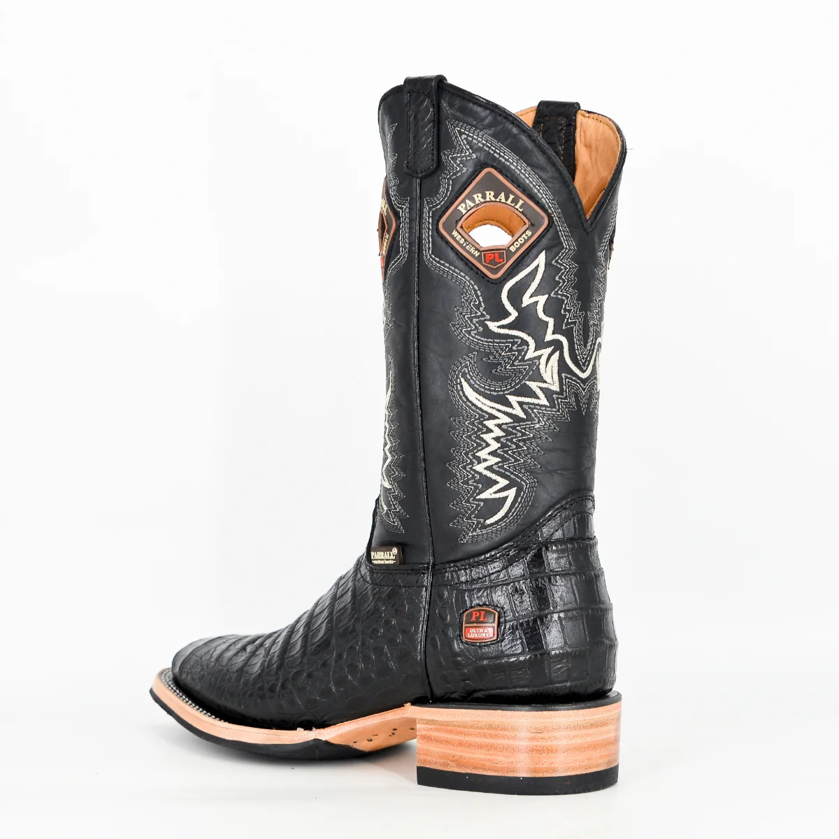 Bota Para Caballero Parral Panza Cocodrilo Negro BCLPR630SC Línea Premium - Imagen 5